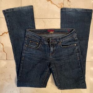 Blue Straight Leg Jeans with Subtle Fading